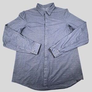 Lululemon Shirt Mens XL Blue Gray Commission Oxford Casual Preppy Button Up Logo